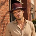thumbnail image 4 of Qwertyu Cowboy Hat for Men Women Western Cowgirl Hat with Boho Belt Unisex Wide Brim Fedora Hat Coffee, 4 of 6