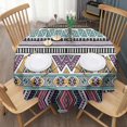 thumbnail image 3 of Colorful Geometric Triangle Diamond Pattern Round Tablecloth 60"x60",Wrinkle Wipeable Table Cloth for Kitchen Dining Room Picnic Patio Party, 3 of 6