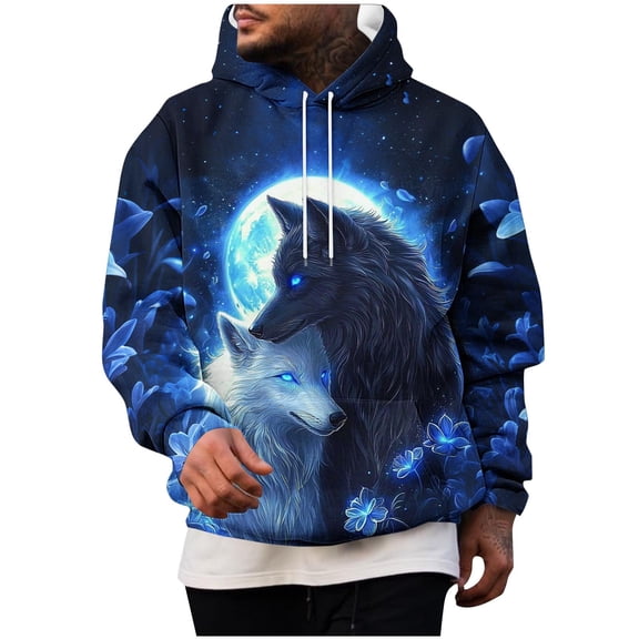 Betivan Mens Hoodies Casual Graphic Long Sleeve Pullover Sweatshirt with Drawstring, Comfortable Hooded Top for Daily Campus Outdoor Stroll Home