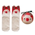 thumbnail image 2 of siminsem Christmas Socks for Men Women Thick Warm Coral Fleece Velvet Fuzzy Cozy Socks - Fluffy Home Sleep Socks Non Slip Winter Socks, Great Birthday Gift Stocking Stuffers, Beige,ONESIZE, 2 of 3