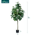 thumbnail image 2 of Artificial Plants, 5ft Ficus Tree Faux Rubber Plants Indoor Outdoor Decor Fake Tree in Pot Plastic Plants for Home Decor Office Living Room Porch Patio Perfect Housewarming Gift Green, 2 of 9