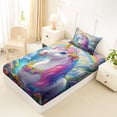 thumbnail image 4 of Metsweet Magical Floral Unicorn Twin Sheets 3pcs, Kawaii Rainbow Rabbit Bedding,1 Fitted Sheet, 1 Flat Sheet and 1 Pillowcase, 4 of 5