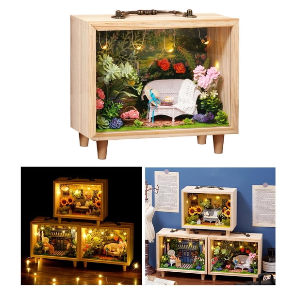 ebles de Caja de de en Miniatura de Bricolaje Modelo de Bricolaje Jardín de Niñas Juguetes Artesanales de Baoblaze casa de muñecas en miniatura