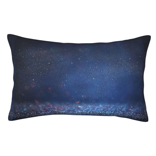 Fotbe Retro Blue Glitter Funda de Almohada Decorativa Estilo Occidental, Lujo en Algodón, Fundas para Almohadas King, Cojín Estampado para Decoración del Hogar-16"x24"
