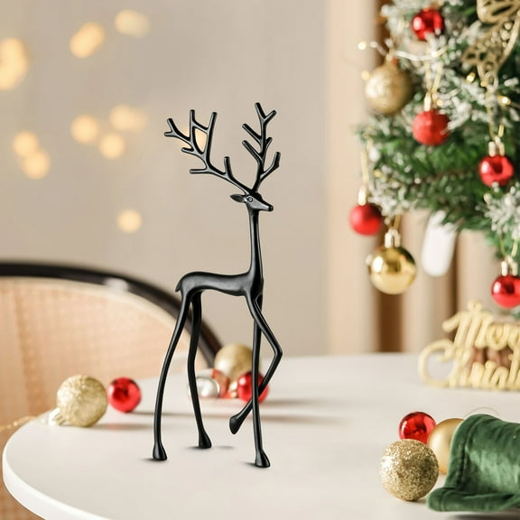 WKSCLPAI Christmas Decorations - Plastic Deer Tabletop Decoration, Reindeer Statues Imitation Metal Resin Deer Sculpture, Indoor Decorations, Xmas Gifts