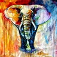 thumbnail image 2 of Kovacs, Anna Brigite 15x15 Black Ornate Wood Framed with Double Matting Museum Art Print Titled - Big Majestic Colorful Elephant, 2 of 4