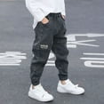 thumbnail image 4 of Gubotare Boys Jeans Kids Boys Denim Jeans Pants Tapered Leg Cotton Casual Trousers Slim Fit Cargo Joggers 4T 5T 6T 7T 8-12 Years,Dark Gray 4-5 Years, 4 of 7