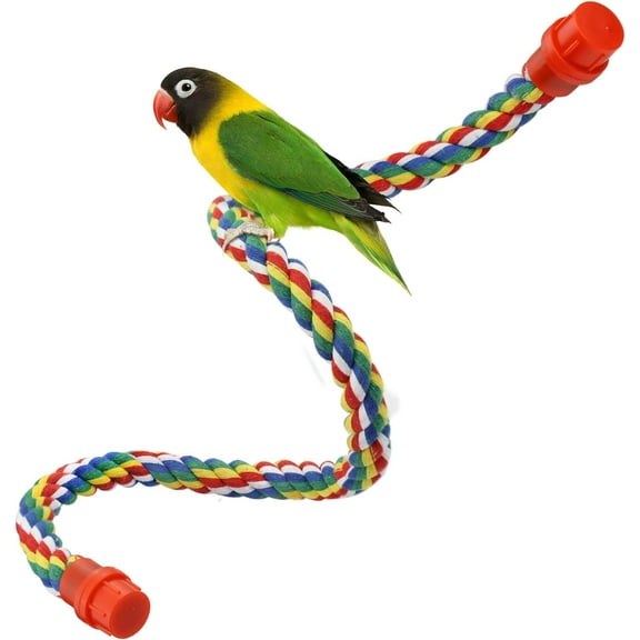 Bird Rope Perches for Parrots, Cockatiels, Parakeets, Budgie Cages Comfy Birds Colorful Rope Toy (31.5inch Plastic nut)