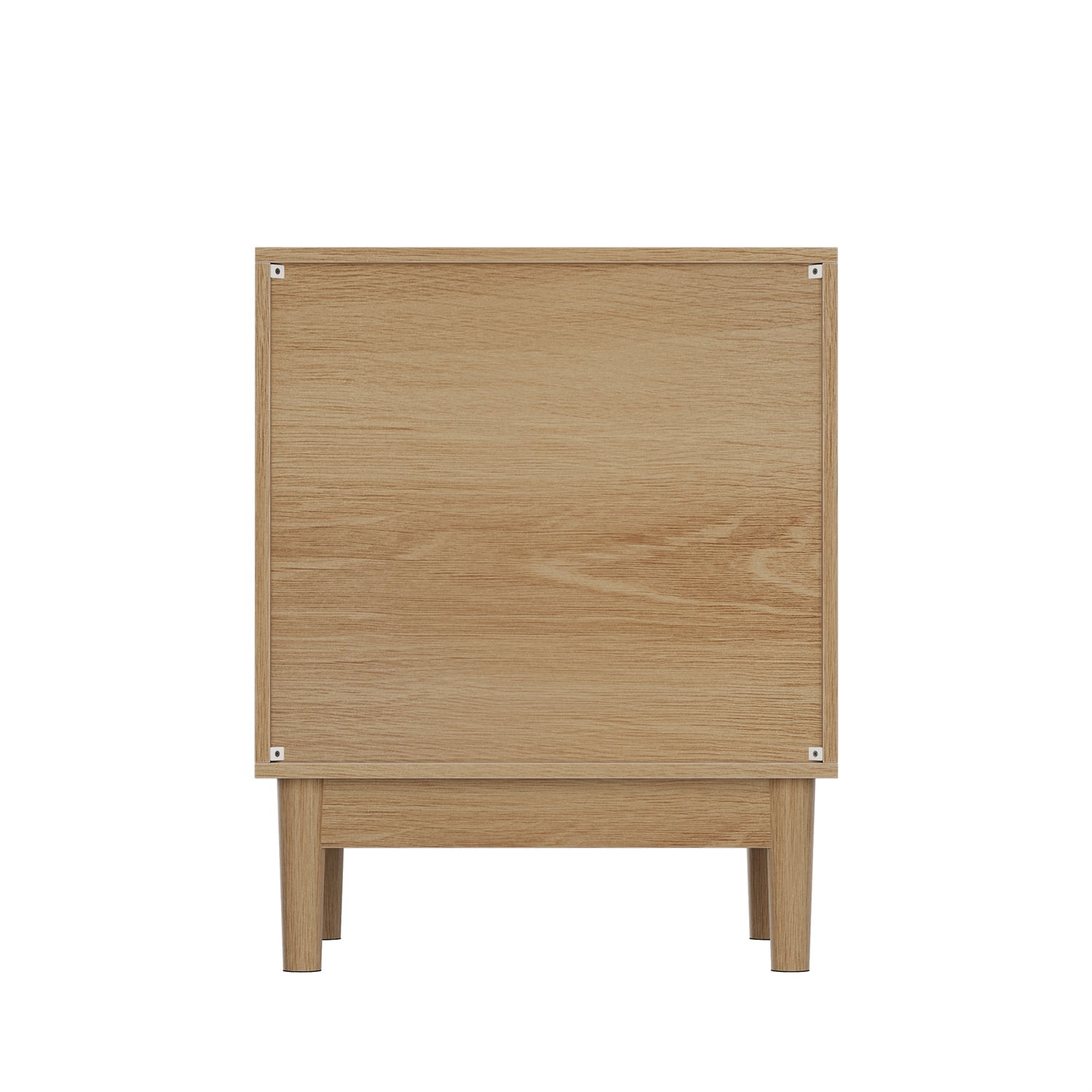 Hommoo Modern 2-Pcs Nightstand Set, Wooden Bedside Table End Table Set with Grille Design and 2 Storage Drawers, for Bedroom, Living Room & Office, Oak