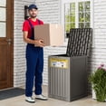 thumbnail image 4 of Nihsuao 53-Gallon Outdoor Package Delivery Box - Large Resin Storage Container with Lockable Lid, Waterproof Deck Box for Porches, Patios, Curbside, Gray, 4 of 8