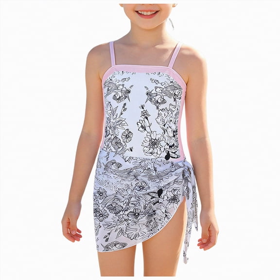 mgoYE Girl Swimsuit Size 10-12 Girls Swimsuit One-Piece Bathing Suit with Mesh Cover Ups Adjustable Straps Cut Out Swimwear(Black,10-11 Years)