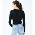 thumbnail image 2 of Aeropostale Womens Love This Lace Up Pullover Blouse, Black, Juniors, Small, 2 of 2