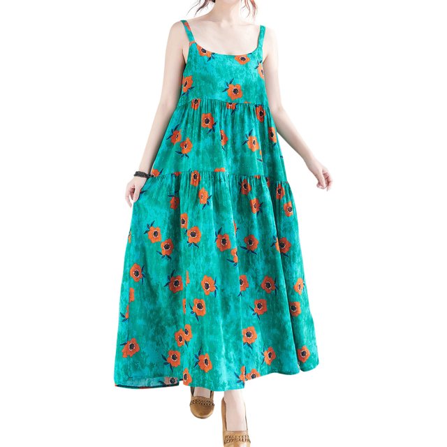 Vestido suelto vintage para mujer Sin mangas Estampado floral / a rayas Talla grande Boho Holid Abanopi Vestido de mujer