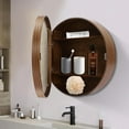 thumbnail image 5 of Bathroom Wall Storage Cabinet, Round Mirror Medicine Cabinet (Walnut), 5 of 9