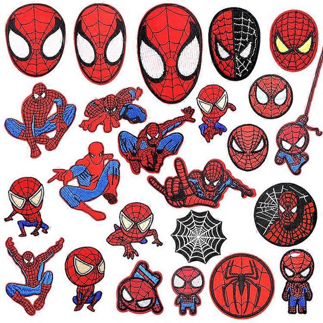 24 pcs Spiderman Iron-on Patches, Embroidered Iron-on Patches DIY Clothing Patches Flower Decals.