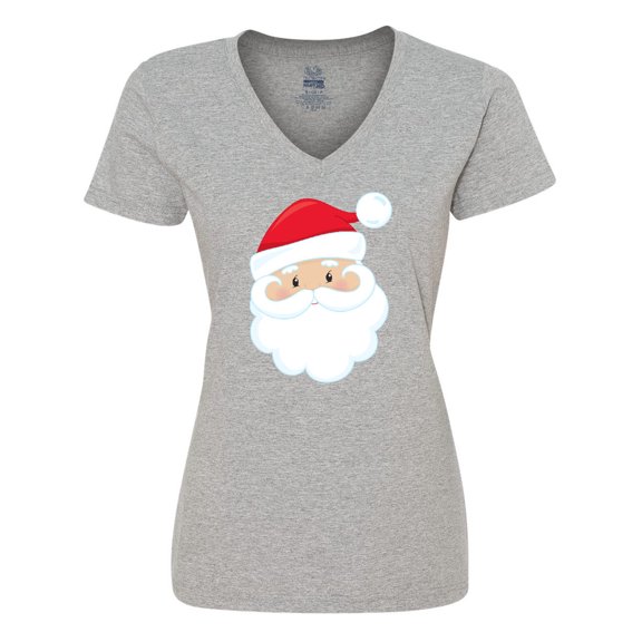 Inktastic Santa Claus, Smiling Santa, Santa Hat, Christmas Women's V-Neck T-Shirt