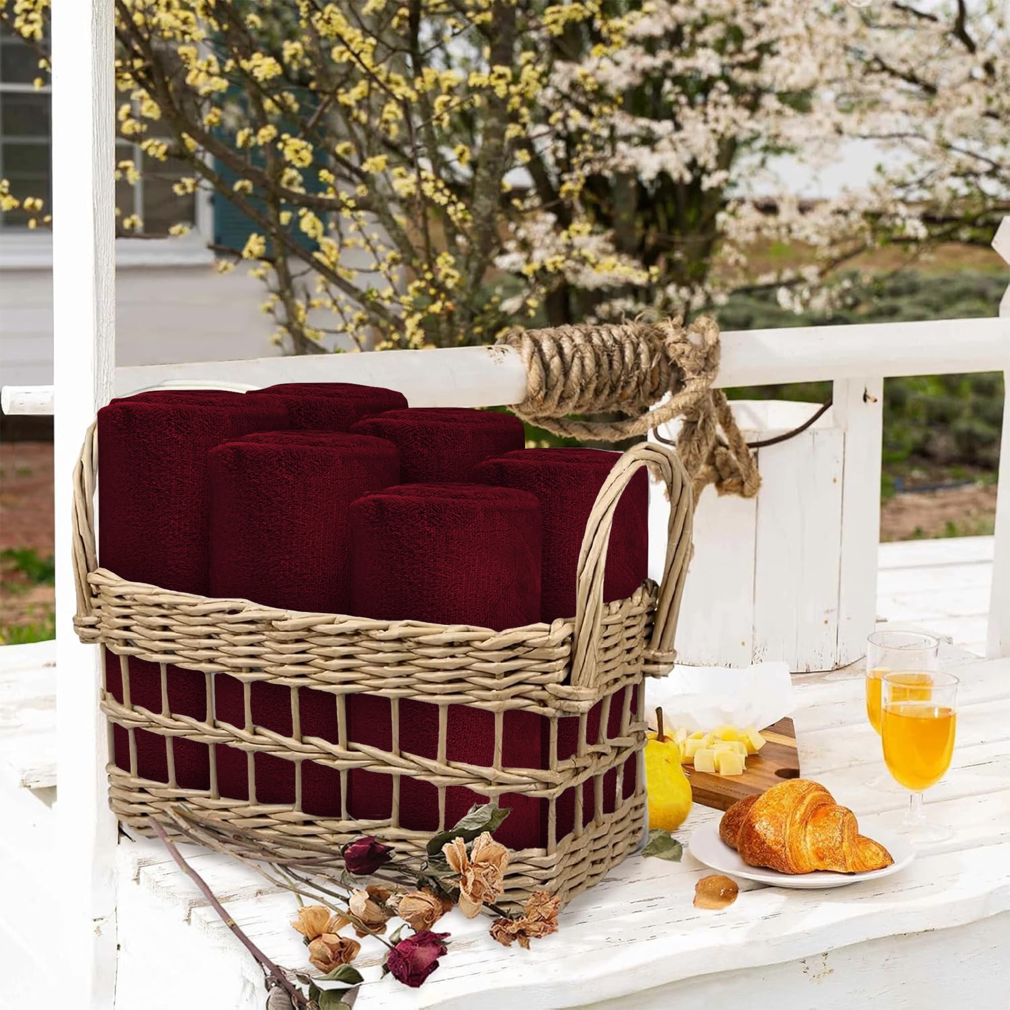 Moonlight20015 Wholesale Fleece Queen Blankets 10-Packs All-Season Soft Plush Throw for Charity, Shelter, & Home Washable, Lightweight & Cozy Burgundy (90"x90")