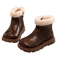 thumbnail image 4 of Quealent Fluffy Boots for Little Kids/Big Kids Zipper Fuzzy Warm Winter Short Boots with Furry Faux Furry Lining Bootie Shoes Brown for Size 11.5, 4 of 6