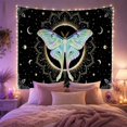 thumbnail image 2 of Luminous Moth in a Starry Celestial Night, Mystical Fantasy for Space Lovers, Cosmic Insect Wall Art, Housewarming Gift, Tapestry Wall Hanging for Bedroom and Studio, 2 of 7
