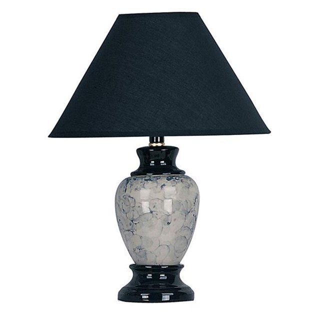 HomeRoots 468521 Navy Blue Marbled Ceramic Table Lamp