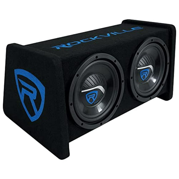Rockville RV208P Dual 8" 800w Car Audio Subwoofers in Vented Sub Enclosure Box,Black