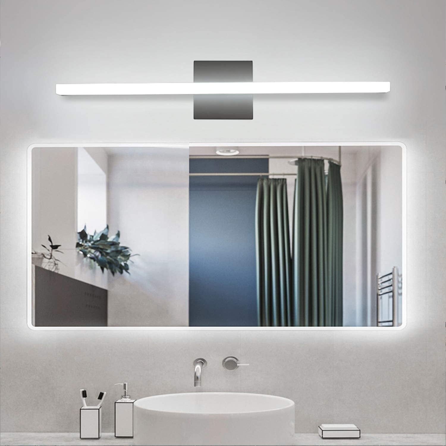Combuh LED Bathroom Vanity Light Black Mirror Lighting Fixture 24 Inch 14W Wall 