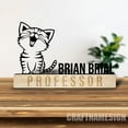 thumbnail image 5 of Craftnamesign Custom Wooden Desk Name Plate for Cat Lovers, Cute Cat Metal Nameplate for desk, 5 of 5