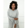 ELOQUII Elements Women's Plus Size French Terry Sweatshirt with Tie Wrist