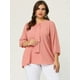 thumbnail image 2 of Women's Plus Size Work Round Neck Ruffle Chiffon Blouse Top Pink 1X, 2 of 6