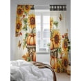 thumbnail image 3 of Sunflower Autumn Sheer Curtains 84 inches Long, Fall Butterfly Linen Plaid Thanksgiving Light Filtering Sheer Window Curtains Rod Pocket Voile Drapes for Bedroom Living Room, 52"W x 84"L 2 Panels, 3 of 7
