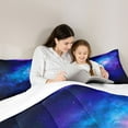 thumbnail image 5 of jejeloiu Galaxy Starry Sky Queen Comforter Set,Blue Purple Ombre Bedding Comforter Set For Girls Kids 3pcs, 5 of 8