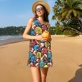 thumbnail image 3 of Fotbe American Football Vestido de Verano sin Mangas para Mujer – Vestido Midi Línea A, Estilo Camiseta Floral, Vestido Playero Casual y Fluido, 3 of 7