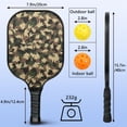 thumbnail image 3 of Pickleball Paddles Set Of 1, Fiberglass Surface, Camouflage Print, 1 Paddle, 2 Balls & Bag, 3 of 5