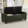 thumbnail image 3 of GZXS PU Upholstered Tufted Ottoman with Hidden Storage Space, 48-inch End of Bed Bench for Entryway/Bedroom/Living Room, Dark Green, 3 of 9