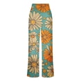 thumbnail image 5 of XUNKUSGA Pants for Women Fashion Faux Denim Floral Wide Leg Pants Classic High Waist Baggy Boyfriends Straight Leg Women's Pants with Pockets,Yellow,S, 5 of 6