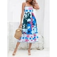 thumbnail image 4 of Mialoley Femmes Été Décontracté une Ligne Robe Imprimée Spaghetti Sangle Midi Sans Dos Robe Mode Sans Manches Robe Cami, 4 of 6