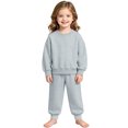 thumbnail image 2 of Toddler Boys Girls Sweatsuit 2 Piece Outfits Long Sleeve Crew Neck Sweatshirt and Sweatpants Fall Athletic Set for Girls,Gray,100, 2 of 7