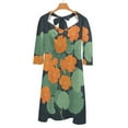 thumbnail image 6 of Nasturtiums on Navy-3 Flare Dress Square Neck Dress Elegant Female Fashion Printed Dress, 6 of 9