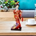 thumbnail image 1 of 11 Pouces Poupée Kimono Japonais Geisha Statue de Fille Humanoïde Décor en Résine Fait Main Rouge Rouge avec Flûte, 1 of 7