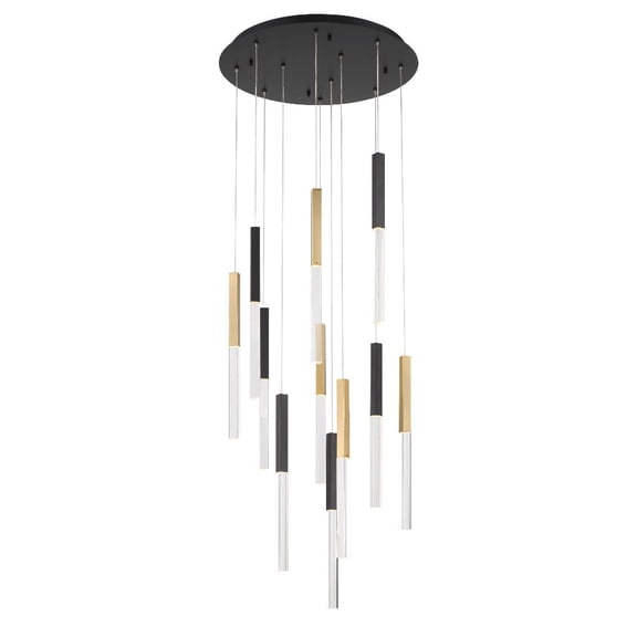 46477-033 Eurofase Lighting Benicio - 27.5W 11 LED Chandelier-18 Inch Tall and 22 Inch Wide-Gold Black Mix Finish