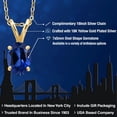 thumbnail image 2 of Gem Stone King 1.00 Ct Oval Blue Created Sapphire 18K Yellow Gold Plated Silver Pendant with Chain, 2 of 6
