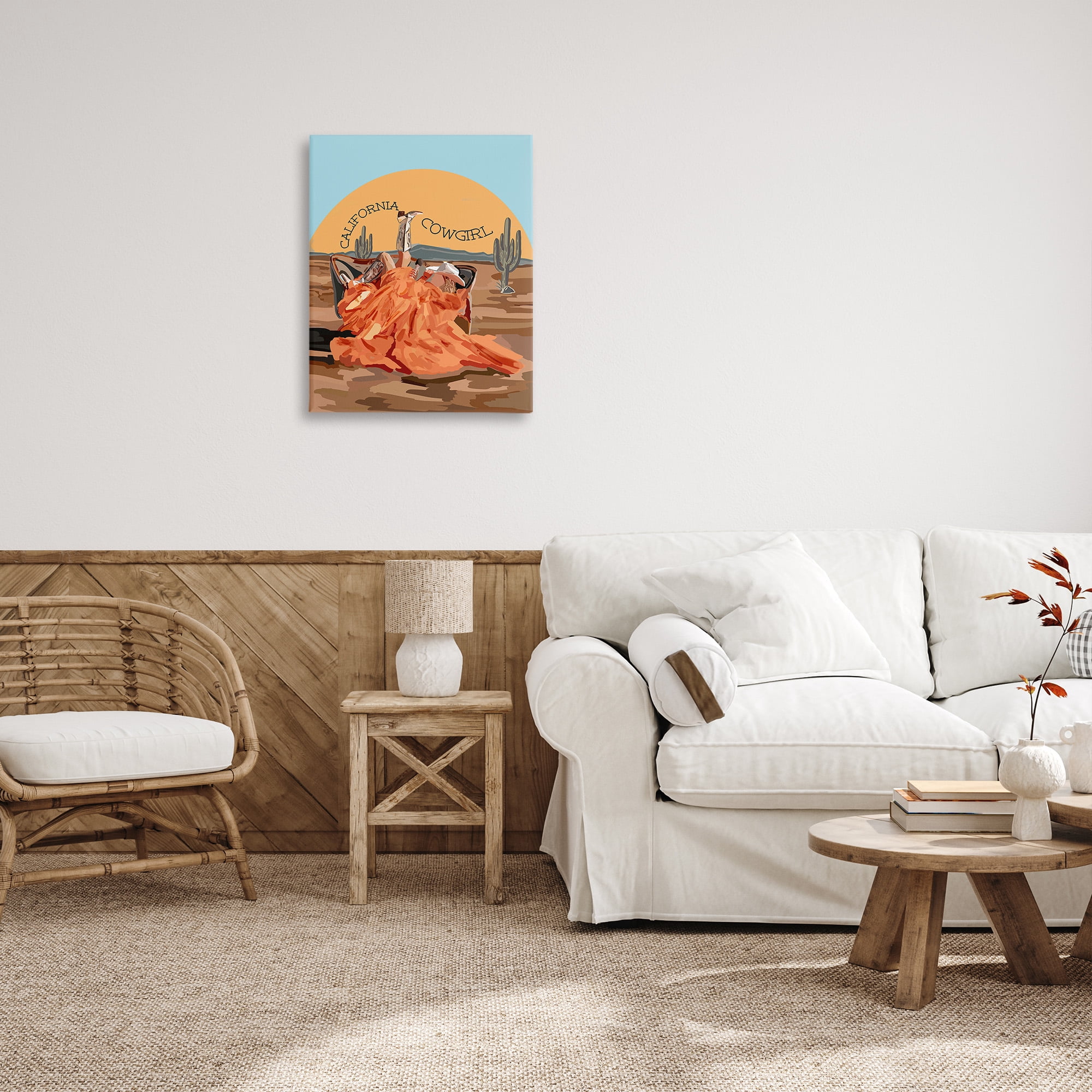 Stupell Industries California Cowgirl Landscape Landscape Painting Gallery Wrapped Canvas Art Print Wall Art, 24 x 30