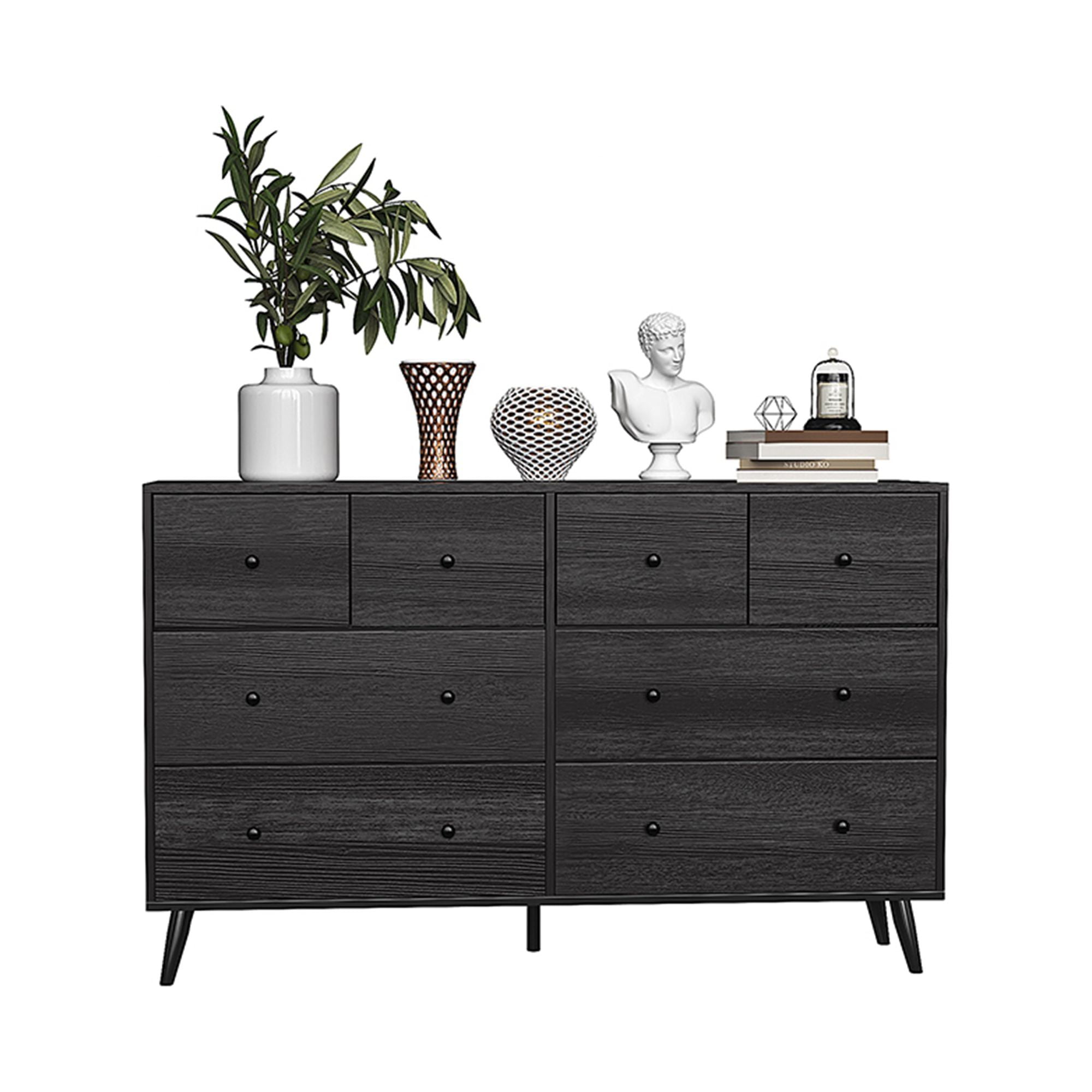 Kadyn Bedroom Dresser with Handles 8 Drawer Dresser for Entryway, Closet and Living Room Modern Solid Wood Storage Chest of Drawers, End of Bed Dresser, Living Room Vintage Solid Wood Organizer