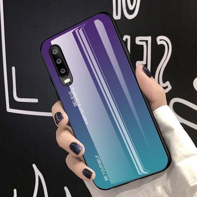 Huawei P20 P30 P40 Lite Pro Mate 10 20 30 Honor 20i Nova 5t 7i funda de teléfono móvil colores degradados p20pro p30pro p40pro aurora colorida moda única 9h carcasa dura Fivean unisex