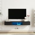 thumbnail image 4 of Floating TV Stand Wall Mounted with 16 Color LEDs,63" Modern TV Stand,Floating TV Cabinet Entertainment Center for 55 60 65 Inch TV,Black, 4 of 10