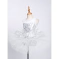 thumbnail image 4 of Oyolan Kids Girls Shiny Sequins Ballet Gymnastic Tutu Dress Layered Skirt Skating Performance Costume White 12, 4 of 7