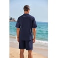thumbnail image 4 of COOFANDY Men's 2 Pieces Linen Set Henley Shirt Short Sleeve and Shorts Summer Beach Yoga Matching Outfits, 4 of 8