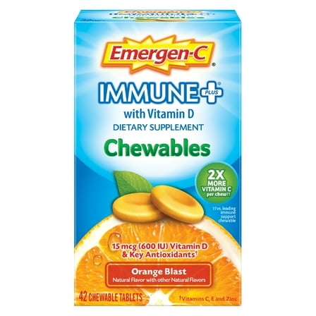 Emergen-C Immune  Vitamin C Chewables for Immune Support, Orange Blast, Back to School Essentials - 42 Ct