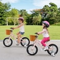 thumbnail image 4 of Costway 12 Inch Bicycle with Height Adjustable Handlebar & Seat Basket Bell Training Wheels Pink, 4 of 10