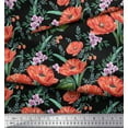 thumbnail image 3 of Soimoi Black Cotton Duck Fabric Leaves & Floral Print Fabric by the Yard 56 Inch Wide, 3 of 3